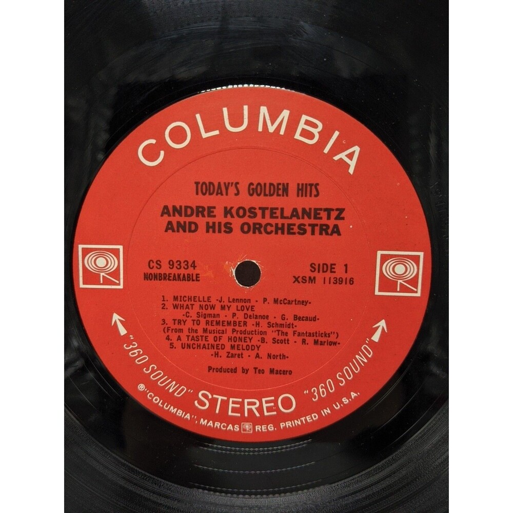 Today's Golden Hits Andre Kostelanetz And His Orchestra Vinyl Record